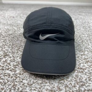 Nike Hat Cap Strap Back Mens One Size Black Running Mesh Panel Tailwind Dri FIT